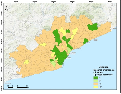 Declaracions demergència climàtica per municipi, Regió Metropolitana de Barcelona