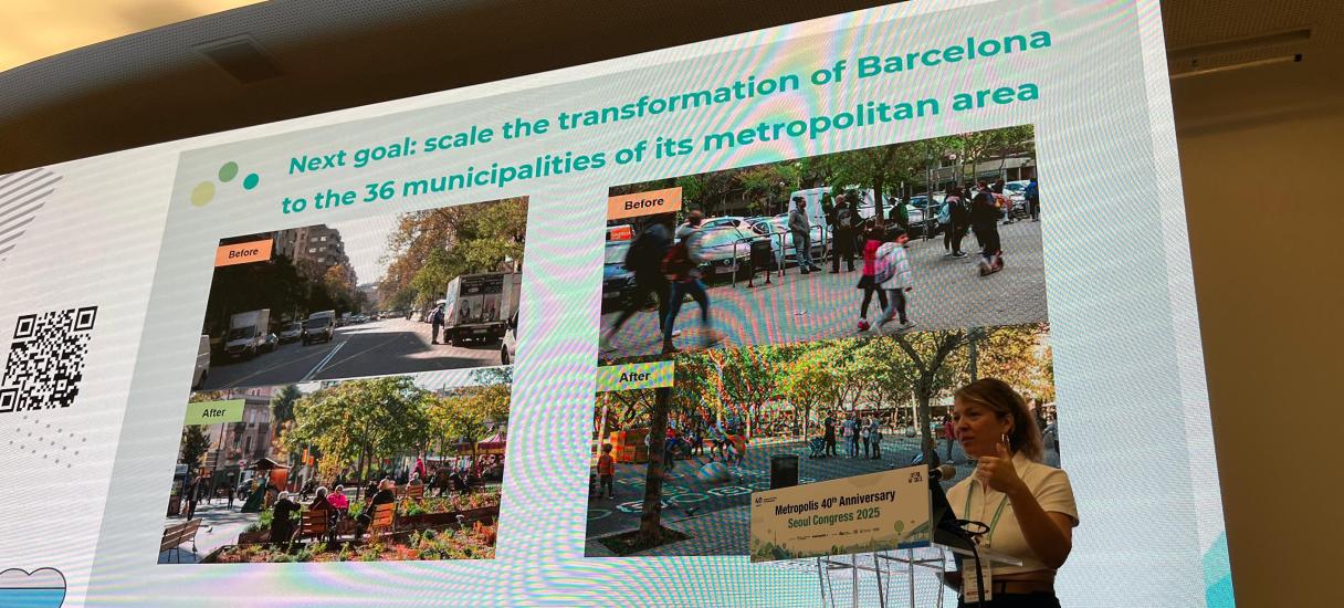 Janet Sanz durant la seva intervenció al Congrés de Metròpolis